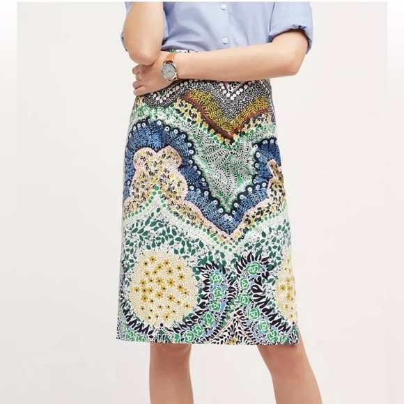 Anthropologie Moulinette Soeurs Multicolor Patterned Midi Skirt
